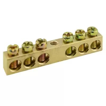 Шина PEN TS-0609C 6х9 6 отверстий крепление по центру Энергия - Электрика, НВА - Щитки и аксессуары для монтажа - Шины нулевые - . Магазин оборудования для автономного и резервного электропитания Ekosolar.ru в Владимире