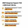 ИБП для котла Энергия Гарант 750 + Аккумулятор Grid 100 Ah 12 v (450Вт - 122мин) - ИБП и АКБ - ИБП для котлов - . Магазин оборудования для автономного и резервного электропитания Ekosolar.ru в Владимире