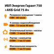 ИБП для котла Энергия Гарант 750 + Аккумулятор Grid 75 Ah 12 v (450Вт - 91мин) - ИБП и АКБ - ИБП для котлов - . Магазин оборудования для автономного и резервного электропитания Ekosolar.ru в Владимире