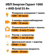 ИБП для котла Энергия Гарант 1000 + Аккумулятор Grid 55 Ah 12 v (600Вт - 50мин) - ИБП и АКБ - ИБП для котлов - . Магазин оборудования для автономного и резервного электропитания Ekosolar.ru в Владимире
